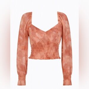 NWT Abound Long Sleeve Smocked Peasant Crop Top, Size S